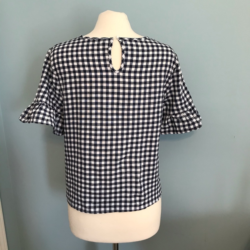 3/$30 SHEIN Ruffle Cuff Tie Hem Plaid Top Large - Picture 7 of 12